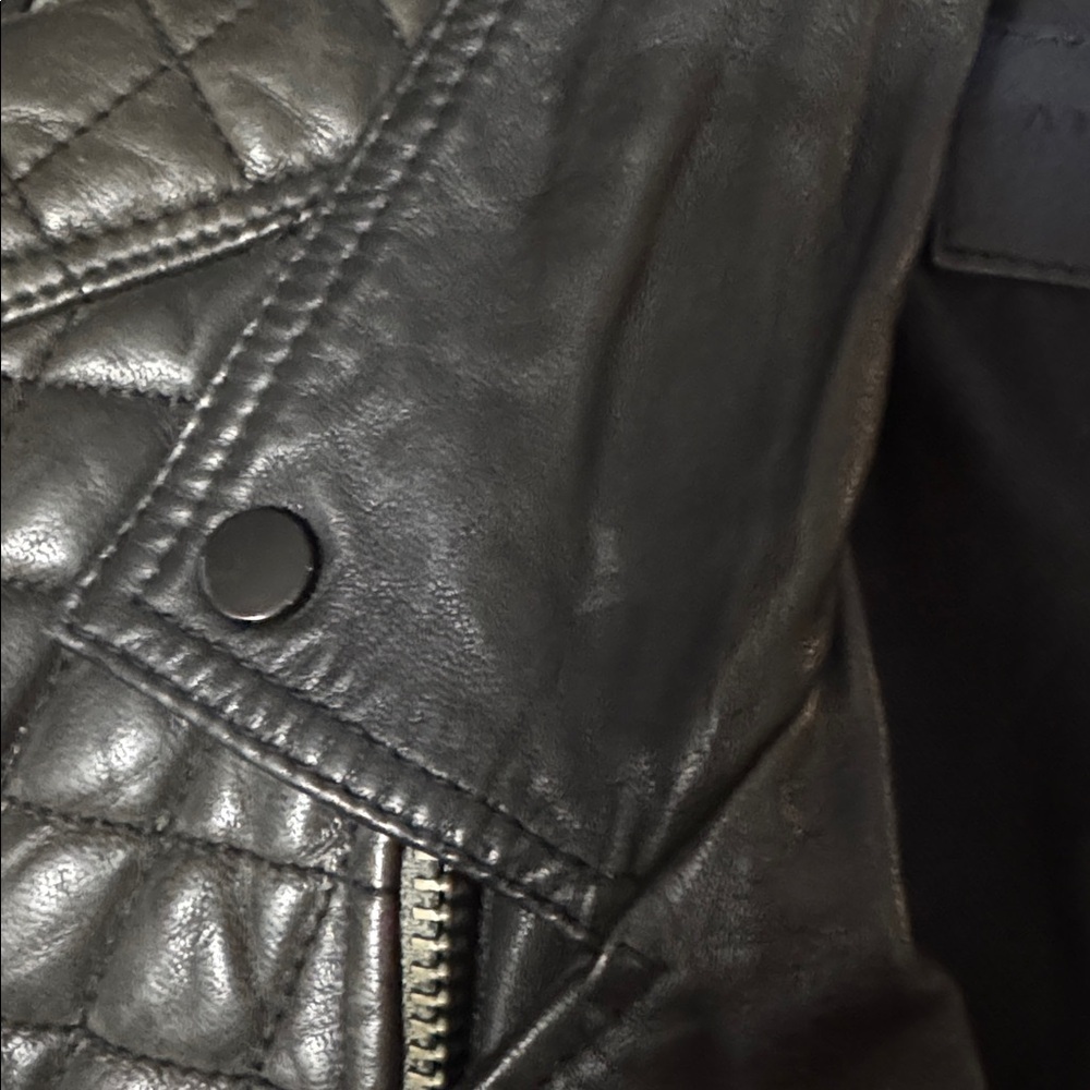 All Saints Conroy Textured 100% Leather Biker Jacket Brown Size Small Spring - Picture 10 of 11